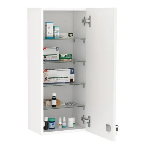 "Medicine cabinet, wall cabinet, hanging cabinet with adjustable shelf, first aid cross, lockable for bathroom image"