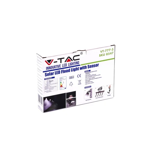 "VT-777-5 Floodlight with Sensor - Solar - 5W - 4000K - 500 Lumen image"