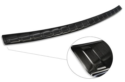"Stainless steel loading sill protector, VW CADDY IV, 2020>, graphite/black, original equipment manufacturer quality, brushed image"