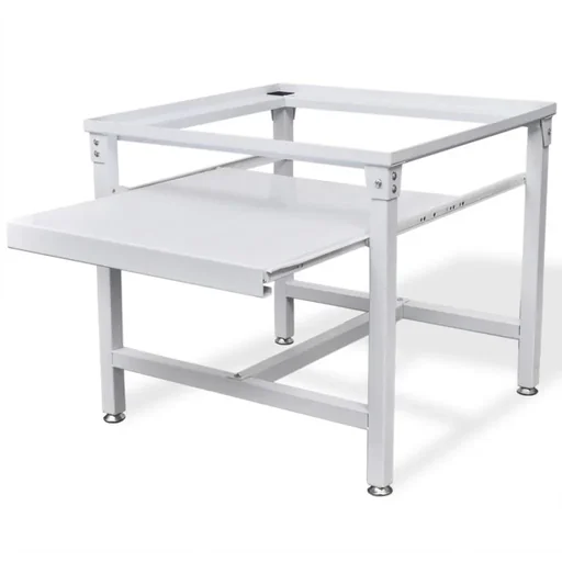 "Washing machine riser with pull-out shelf white image"