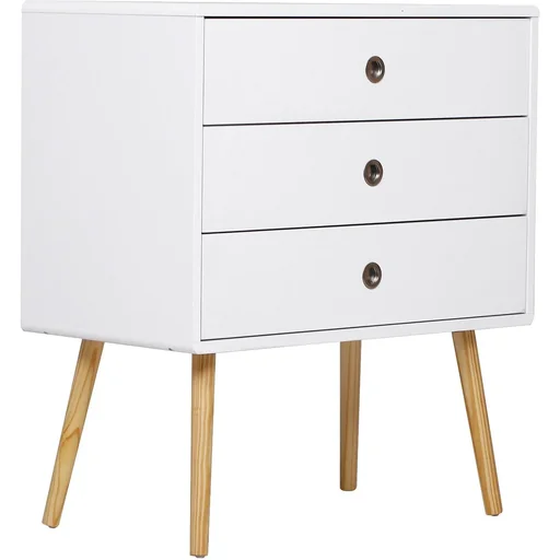 "Bedside table cabinet bedside table sideboard with 3 drawers wood white 73 x 40 x 81.5 cm image"