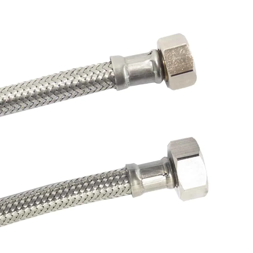 "RVS Panzerslang, Flexibele Waterslang DN8 3/8 x 1/2, 2000mm image"