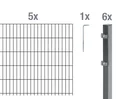 Double rod mesh fence complete set, anthracite, height 80 cm, length 10 m
