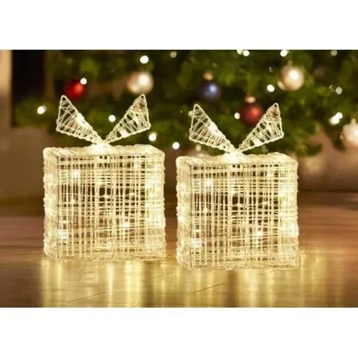 "2 illuminated gift boxes 20 cm high - 40 LEDs image"