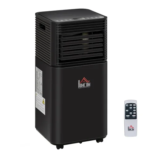 "Mobile 4-in-1 air conditioner with 24-hour timer, 2 speed settings, 860W, LED display, ABS black, 30.5 x 32.5 x 68 cm image"