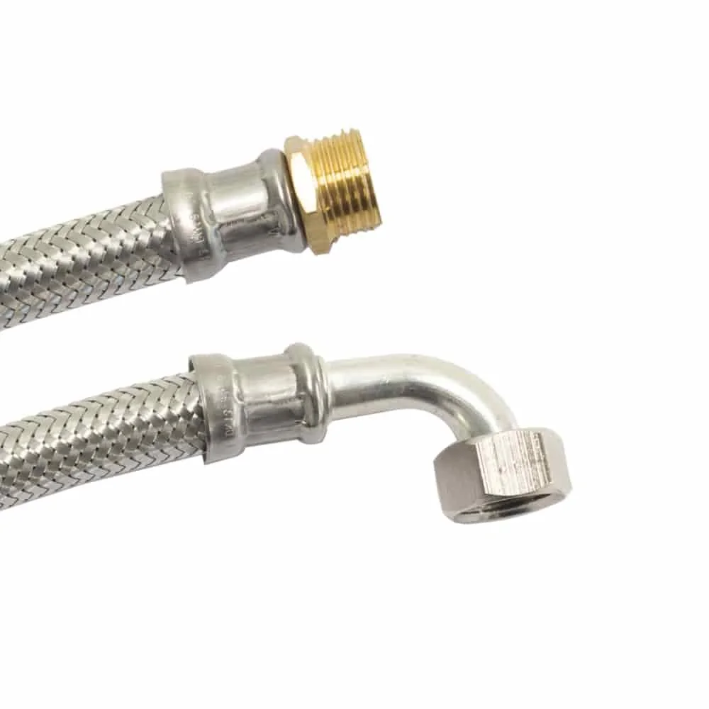 "RVS Panzerslang 1/2 inch, DVGW, Gebogen, 300mm image"