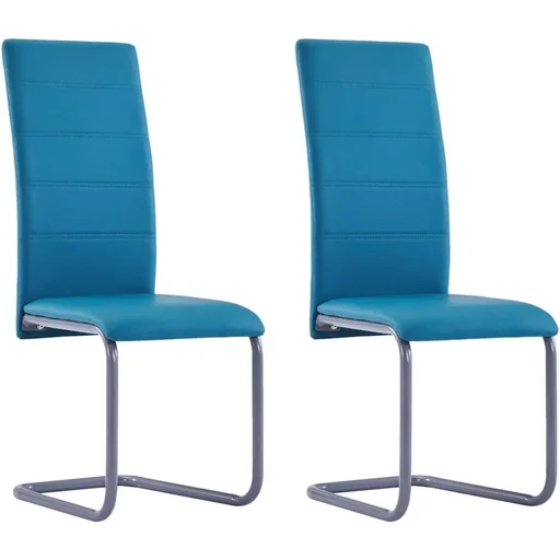 "Dining room chairs 2-seater faux leather blue image"