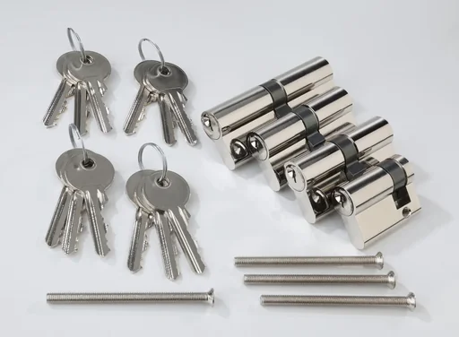 "Lock cylinder set 4-piece with 12 keys without side security recess image"