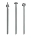 Fine milling cutter set (tungsten-vanadium steel), 3-piece (wheel, ball, cone)