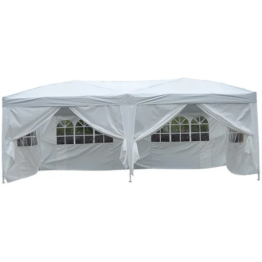 "3x6 m folding gazebo party tent garden tent including 6 side panels white image"