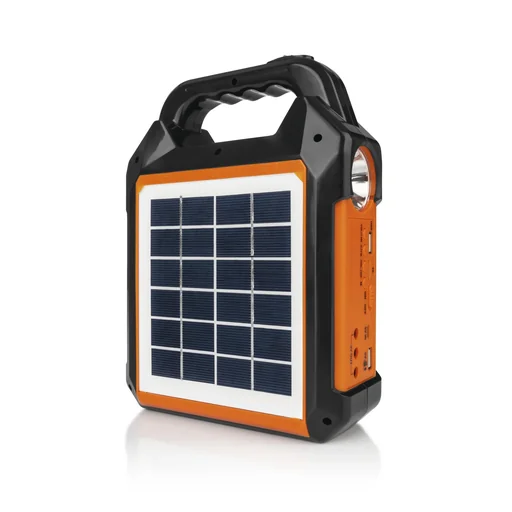 "Solar generator kit with its own solar panel, radio and speaker, 10000mAh black/orange image"