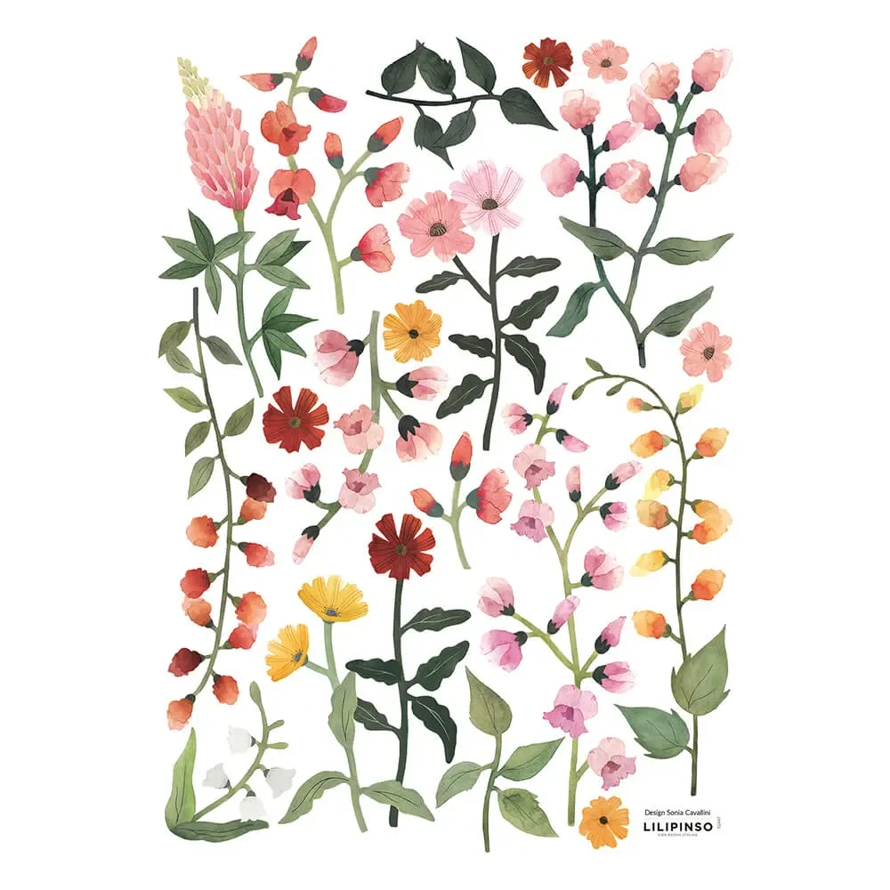 "Lilipinso muursticker A3 kleurrijk bloemenassortiment image"