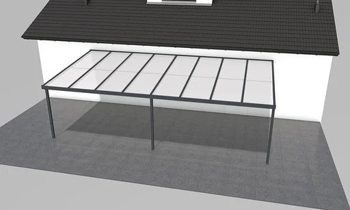 "Patio roof Premium, anthracite, 8125 x 4060 mm - Polycarbonate multi-wall sheets 16 mm, opal image"