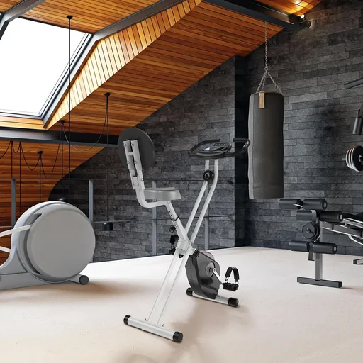 "Exercise bike with 8-level adjustable magnetic resistance, height adjustable, steel, grey, 43 x 97 x 109 cm image"