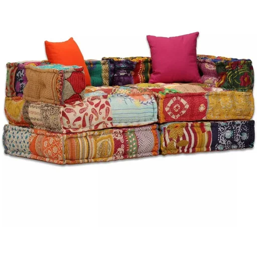 "Footstool two-seater modular fabric patchwork image"