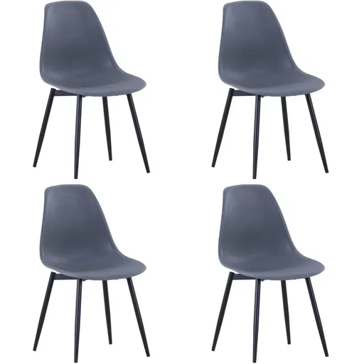 "Dining table chairs 4 pieces PP grey image"