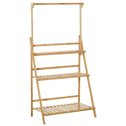"Flower staircase made of wood plant stand ladder shelf adjustable hanging height flower stand hanging bamboo nature indoors outdoors image"