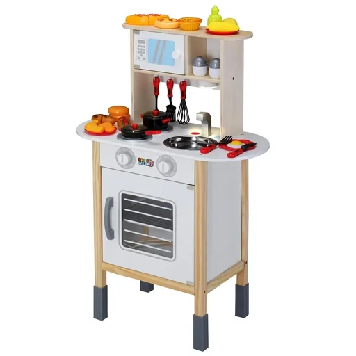 "Wooden play kitchen including accessories 57x29.5x77cm image"