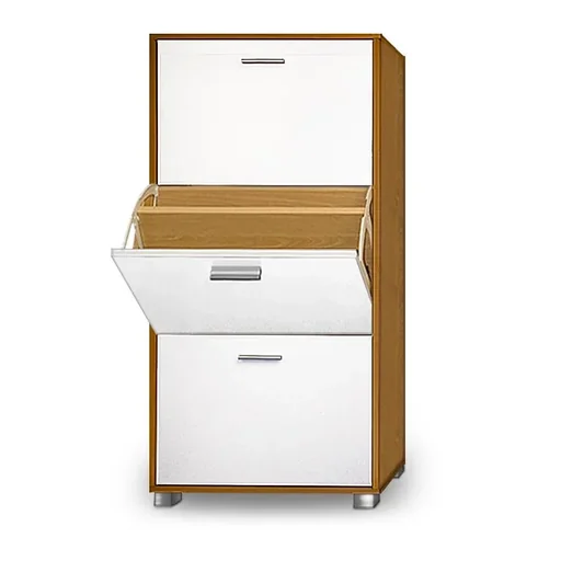 "Shoe set with 3 drawers, white beechwood, 115 x 60 x 24 cm image"