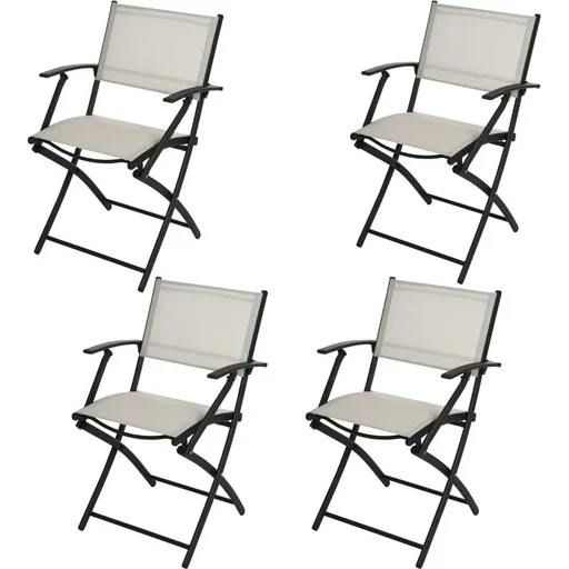 "Pro Garden Folding Chair / Folding Chair / Garden Chair / Camping Chair - with Armrests - 54X56X83.5cm - White - 4 Pieces image"