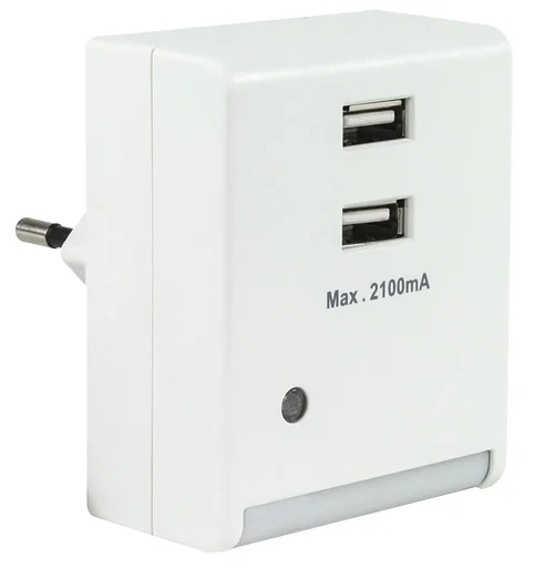 "LED night light with integrated USB charger image"
