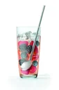 2 in 1 drinking straws and cocktail spoon Inox, bent, stainless steel, with cleaning brush, 5 pieces