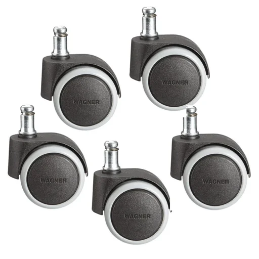 "Swivel chair castors/office chair castors 5-piece Ø 50 mm, soft, interval brake, pin 11 x 20 mm, load capacity 50 kg/castor image"