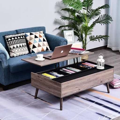 "Coffee table with fold-out table top image"