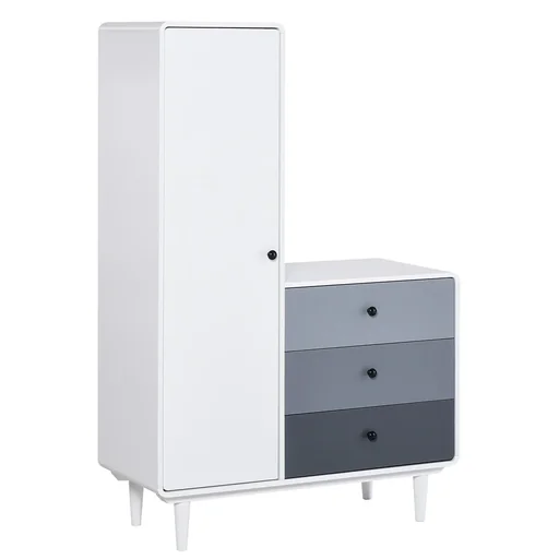 "Wardrobe with bedside table 2-in-1 cabinet with rod drawer for living room bedroom MDF wood white+grey 100 x 4 image"