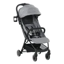 Stroller with sun awning foldable baby buggy with adjustable backrest and footrest aluminum linen EVA gray+S