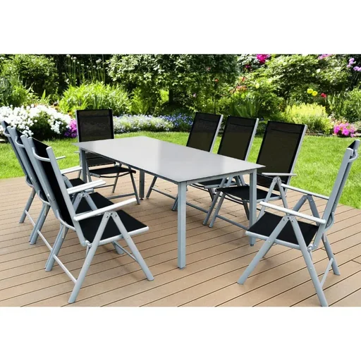 "Aluminium-Gartenset Bern 8+1 Mattglas silber- Set image"