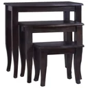 Side tables 3 pieces solid mahogany light coffee-colored