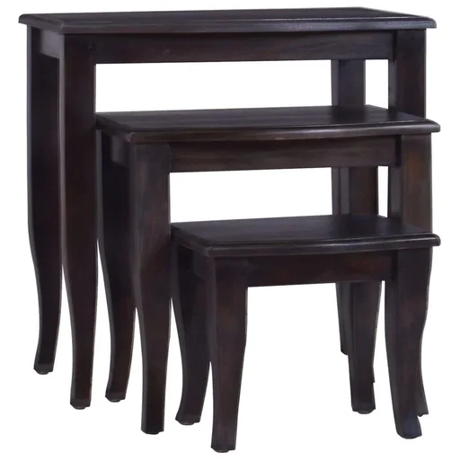 "Side tables 3 pieces solid mahogany light coffee-colored image"