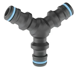 3-wegslangverbinder Ergo 1/2 inch, zwart blauw, ABS, driedelige koppeling 
