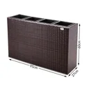 Planter Polyrotan brown 95 x 27 x 60cm suitable for 4 plants