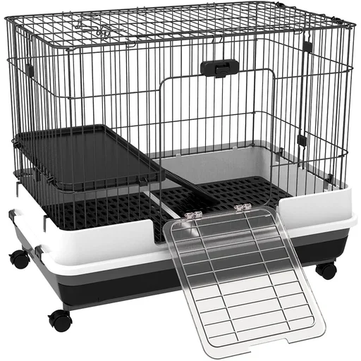 "Rabbit cage with wheels image"