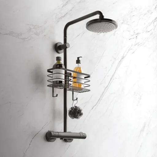 "Basket for shower rod "Origin Lava", black, matte, 29 x 11 x 15 cm image"