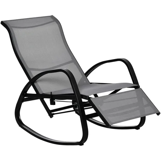 "Rocking chair rocking lounger with backrest footrest adjustable garden lounger swing lounger up to 160 kg load capacity textelin image"
