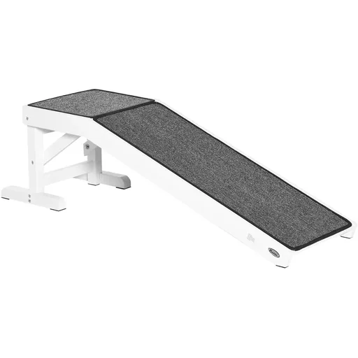 "Pet ramp with non-slip carpet Pet ladder Dog ramp for dogs up to 30 kg Pinewood Polyester White+Gray 125 image"