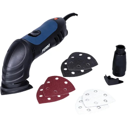 "DSM1009 Delta Sander 280W - Variable speed control - With 6-piece sandpaper set (P80) and dust image"