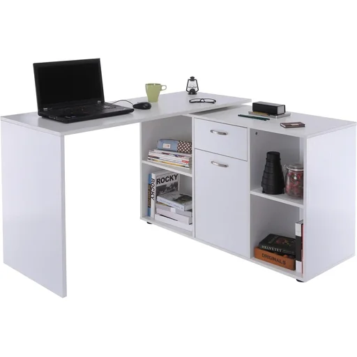 "Corner desk MDF, white image"