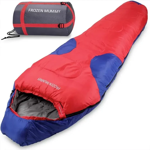 "Mountaineering sleeping bag Frozen Mummy dark blue + dark red image"