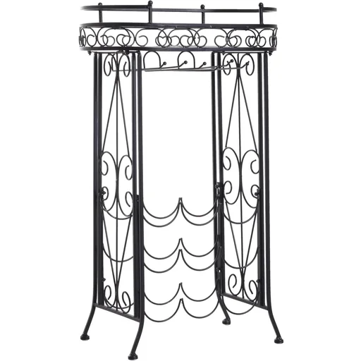 "Wine rack bottle rack wine cabinet wine stand for 9 bottles and glasses metal black D28.5 x W46 x H77.5 cm image"
