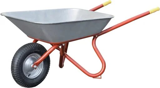 "Construction wheelbarrow Export, 85 litres PU wheel, assembled image"