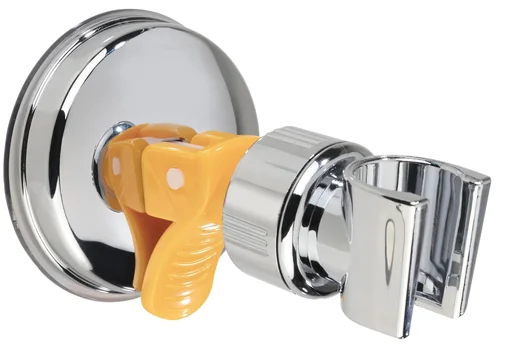 "Shower head holder with suction cup, chrome-plated, silver/yellow image"