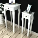 Side table set with drawers white 2-piece