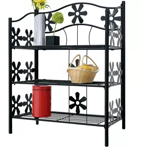 "Shelf / Storage Rack - Garden - 3 Compartments - 70 x 60 x 30 cm - Metal - Black image"