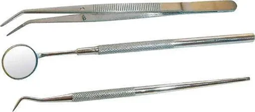 "Hobbyist set: angled tweezers, toothpick + mirror image"