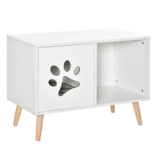 "2-in-1 Cat House Cat Litter Box Cat Cave Cat Condo with Magnetic Doors Cushion Chipboard Pinewood Nylon image"