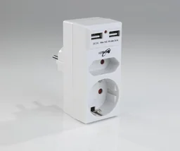 2-voudige stekkeradapter met 2 USB-laadaansluitingen